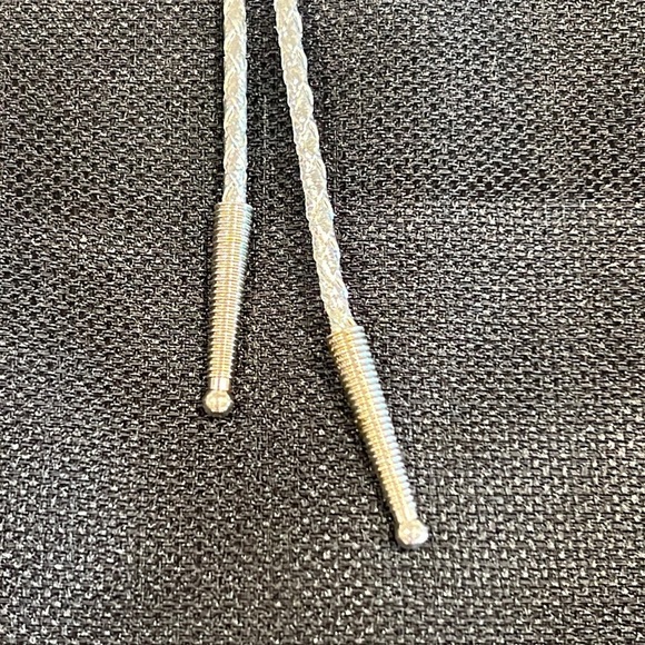 Silver Corded Bolo Tie & Tips with Silver Tone Faux Rhinestone Slide - Picture 4 of 9